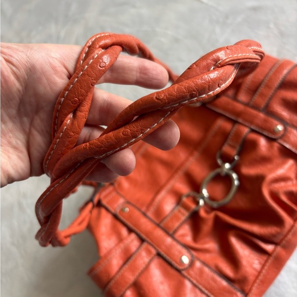 Vintage Tote Handbag Elegant Orange Women's Leather RN#108833 - Picture 15 of 16
